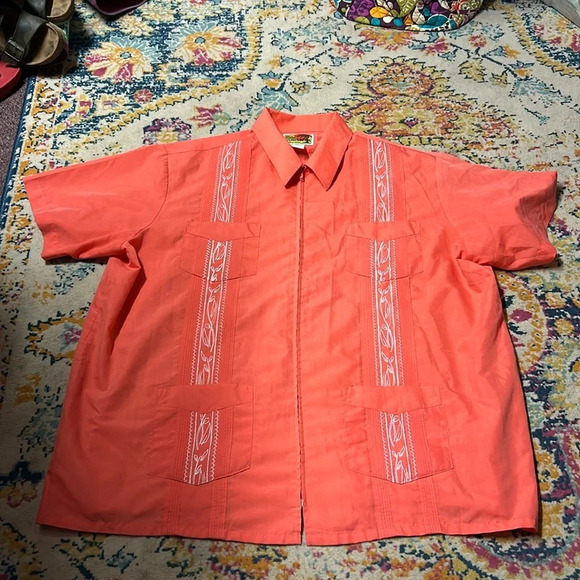 Haband Other - Men’s The Genuine Haband Guayabera zip front 4 pocket‎ shirt